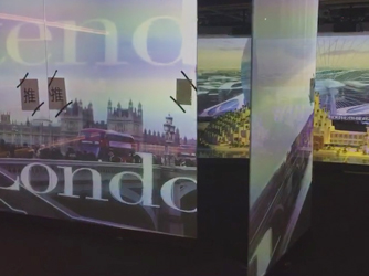 上海天安千樹房地產項目-企業展廳通電玻璃門和投影的互動演繹